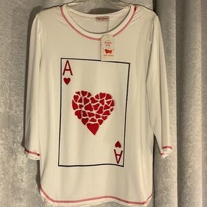 Style Infusion Ace of Hearts Valentine Sparkle Top